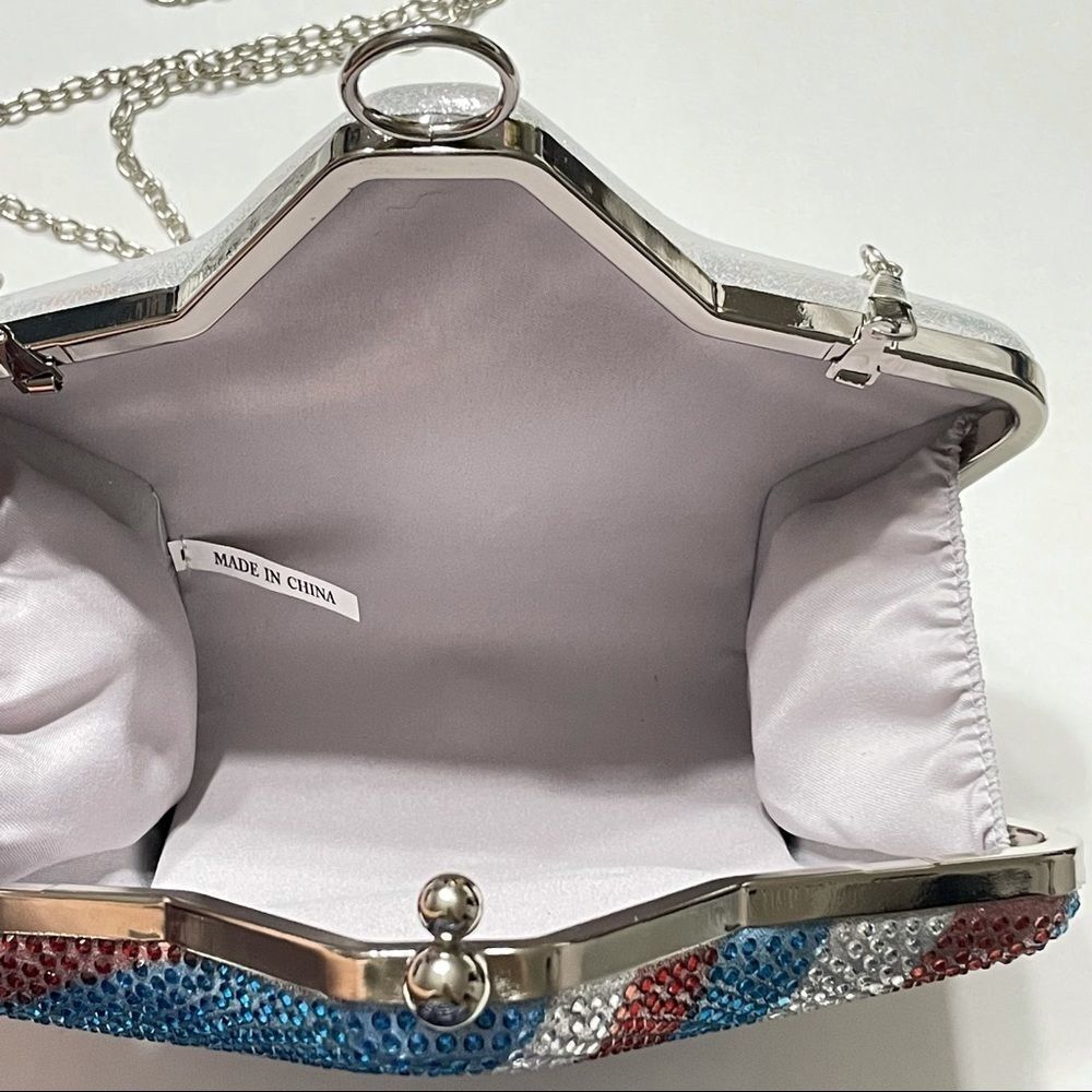 Alessia Rhinestone America Star and Stripes Crystal Red Silver Blue Crossbody - Picture 12 of 13